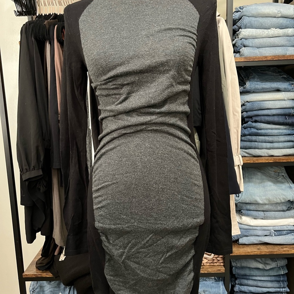 Elegant Gray and Black Women's Dress